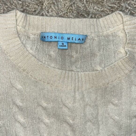 Antonio Melani Sweater 100% Cashmere Ivory Cable knit Pullover Small - Picture 3 of 10